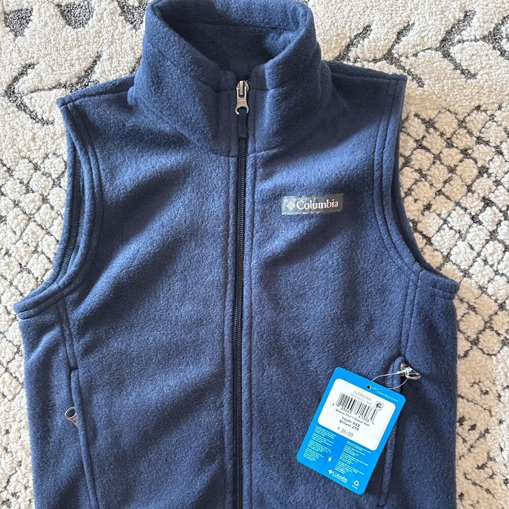 Columbia Boys’ Steens Mtn™ Fleece Vest NWT Navy XXS (Size 4-5)